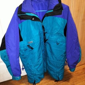 Vintage Columbia Gizzmo 3 In 1 Purple, Turquoise & Black Ski Jacket Sz L